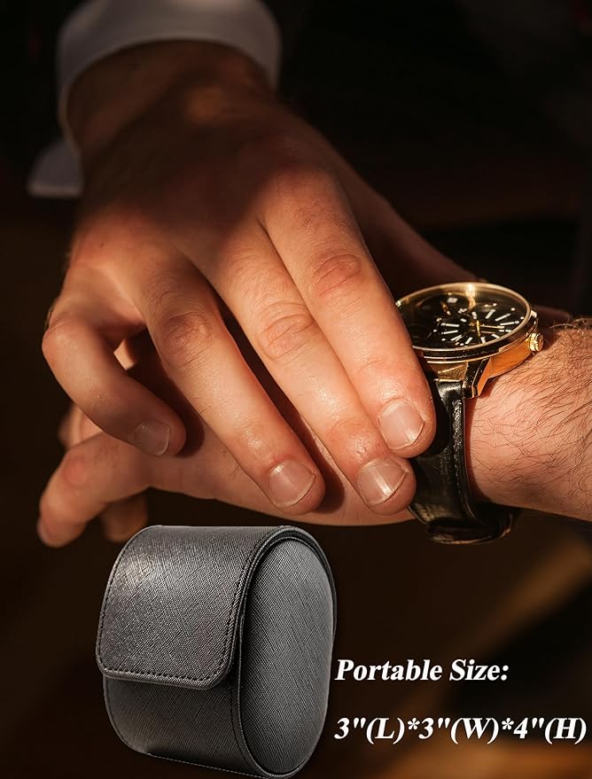 MR.OKAY Single Watch Travel Case-Classic Leather Watch Case - Image 2