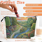 Cosmetic Bags Travel Makeup Toilet Case Waterproof Pouch for Women Girls 6.7X9.45inches - Idyllic Country Landscape With Path And Sun