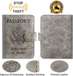 Passport Holder With Luggage Tag Cover Wallet RFID Blocking Leather Case Travel - Image 5