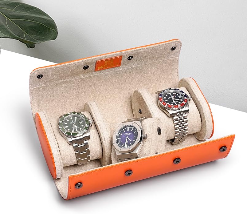 MOZSLY Watch Roll Travel Case 3 Slots Portable Watches Box Organizer Storage - Image 4