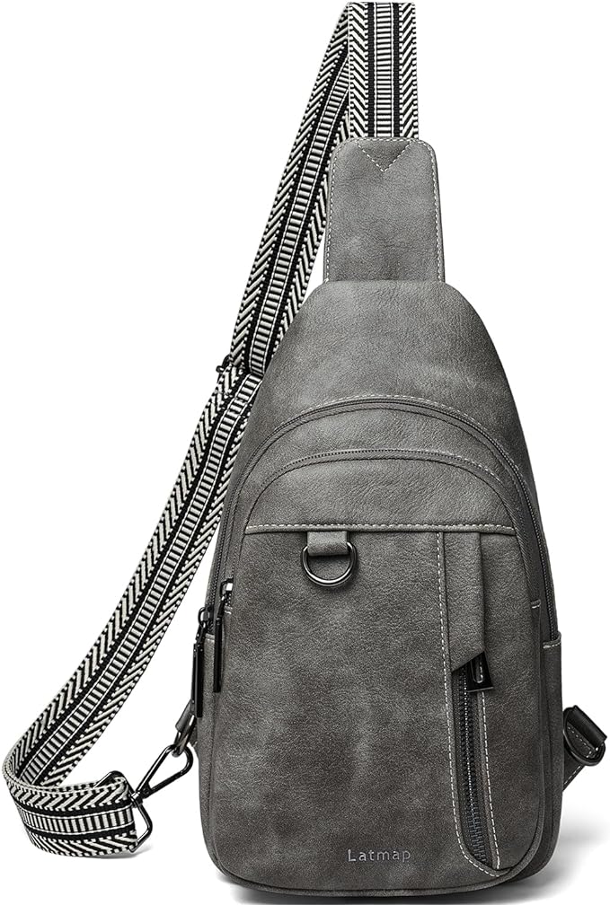 7L Sling Bag for Women Men Leather Small Sling Backpack Daypack Anti Theft by LATMAP