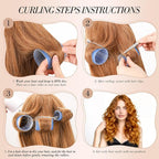Obeoby 4 Sizes Hair Rollers for Women, 50 Pcs Set Hair Curlers with Clips Comb Curlers for Long Short Curly Hair and Bangs (25, 36, 48, 60mm), Blue