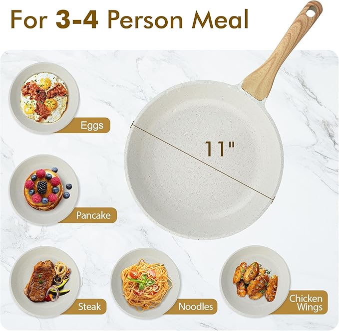 SENSARTE Nonstick Ceramic Frying Pan Skillet, 11 Inch Omelet Pan, Healthy Non - Image 7