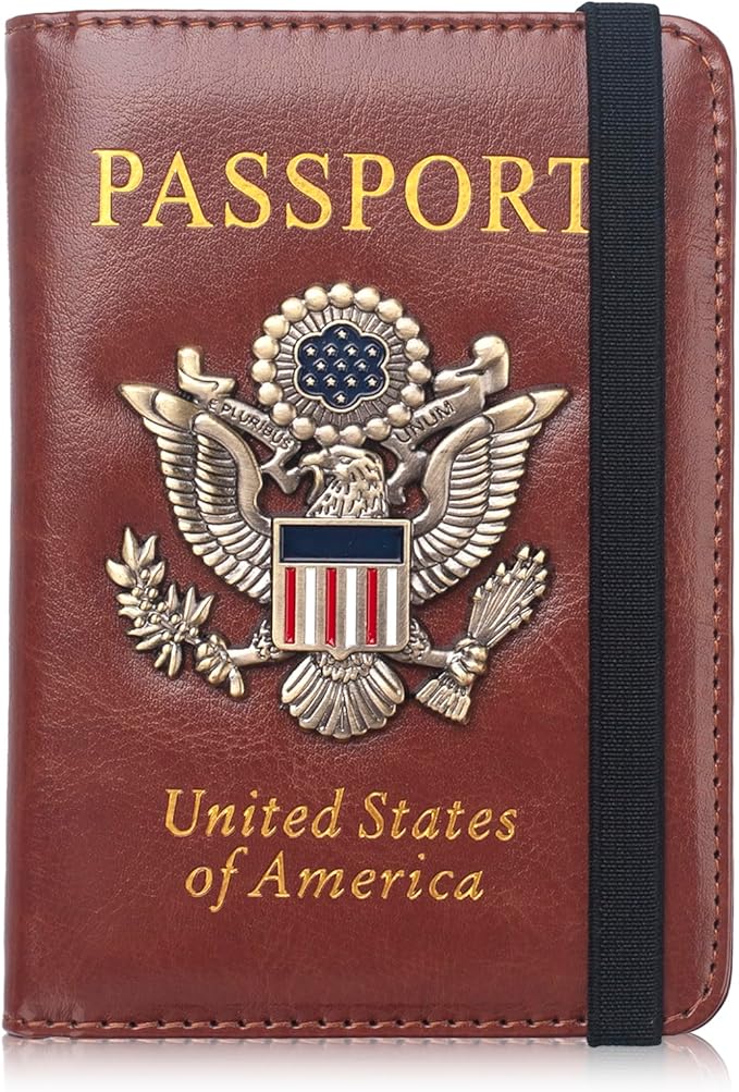 RFID Passport Holder Wallet for Women Men Travel, Leather US Passport Cover Case by Coowayze