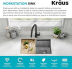 KRAUS Kore 27-Inch Undermount Workstation 16 Gauge Single Bowl Stainless Steel - Image 3