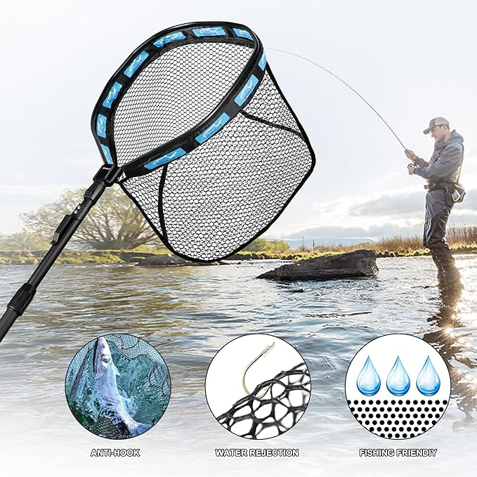 PLUSINNO Floating Fishing Net for Steelhead, Trout Fishing, Rubber Coated - Image 6