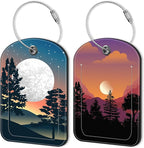 Abstract Mountain Forest Moon Leather Luggage Tag by Unknown
