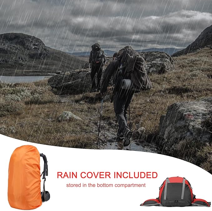 Loowoko 50L Hiking Backpack, Waterproof Camping Essentials Bag - Image 6