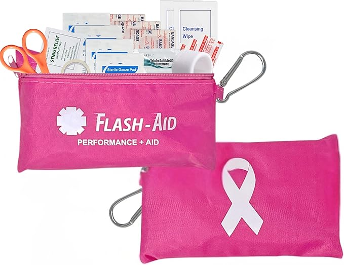 Pink Ribbon First Aid Kit – 2-Pack Compact Travel IFAKs by FlashAid