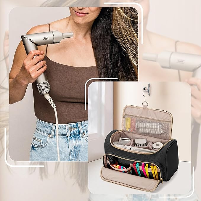 Fasrom Travel Carrying Case Compatible with Shark FlexStyle Air Styling & Drying System HD430/HD435, Hair Blow Dryer Storage Bag to Organize Hair Styling Attachments, Black (Empty Bag)