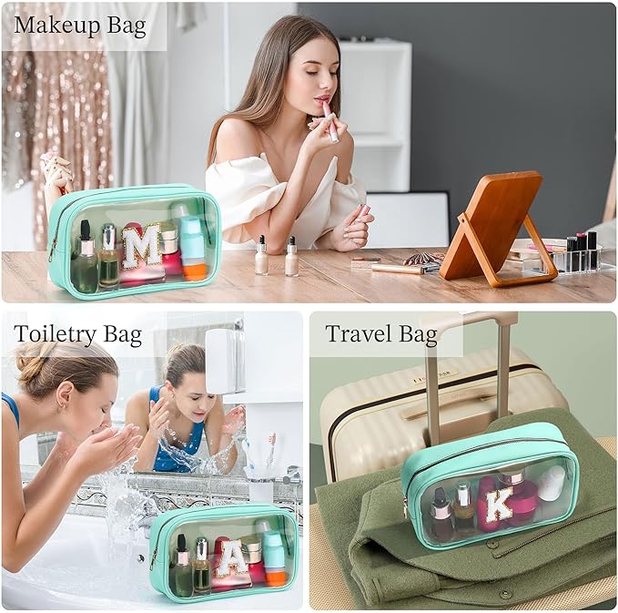 YOOLIFE Initial Clear Makeup Bag | Waterproof Large Travel Makeup Bag | - Image 3