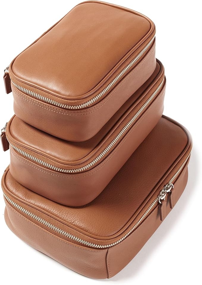 Leatherology Cognac Nested Travel Organizer Trio by Leatherology