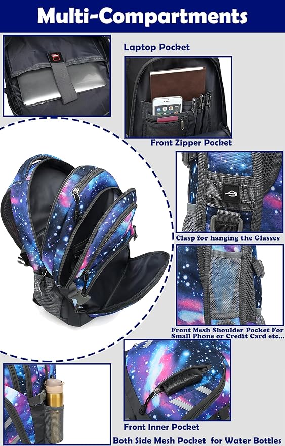 ProEtrade Backpack Bookbag for College Laptop Travel, Fit Laptop Up to 15.6 inch - Image 2
