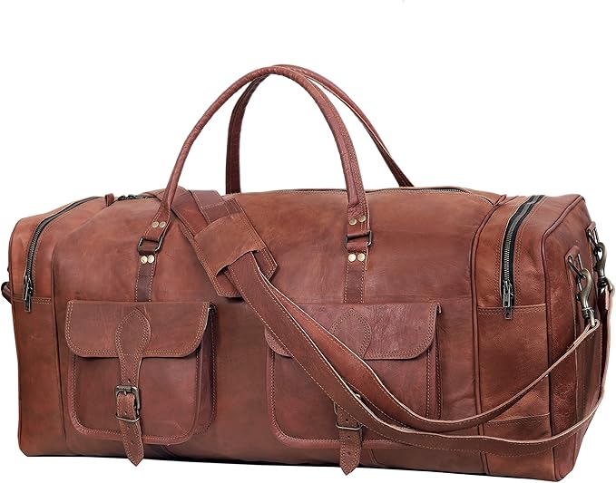 Leather Duffle Bag for Men Luggage Handmade Travel Bag Carry On Luggage - Image 6