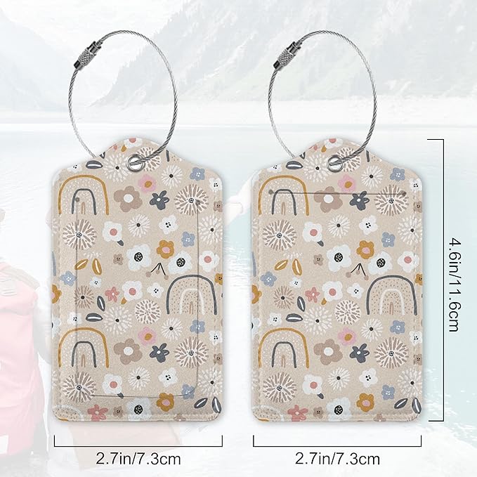 2Pcs Luggage Tag for Suitcase Boho Flowers Rainbow Cute Suitcase Tag - Image 2