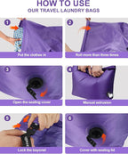 Travel Laundry Bag, Pump Free Vacuum Storage Bag Reusable Compression Dirty - Image 4