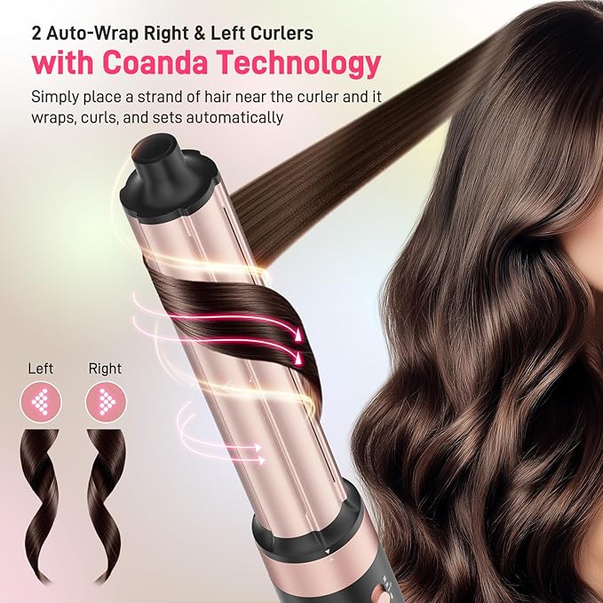 5 in 1 Dual Voltage Hot Air Styler - Professional Hair Dryer Brush for Fast Drying, Curling, Straightening & Volumizing | Low Heat Damage + Negative Ions + Travel-Friendly