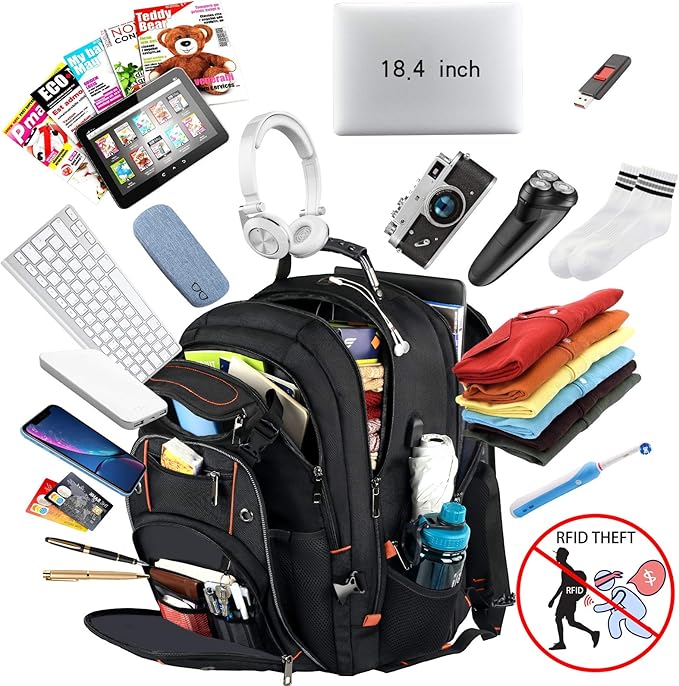 VECKUSON 18.4 Laptop Backpack for Men, 55L Extra Large Gaming Laptops Backpack - Image 2