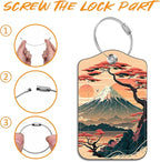 2 Pack Luggage Tag for Suitcase Japanese Mount Fuji and Sea Leather Travel - Image 4