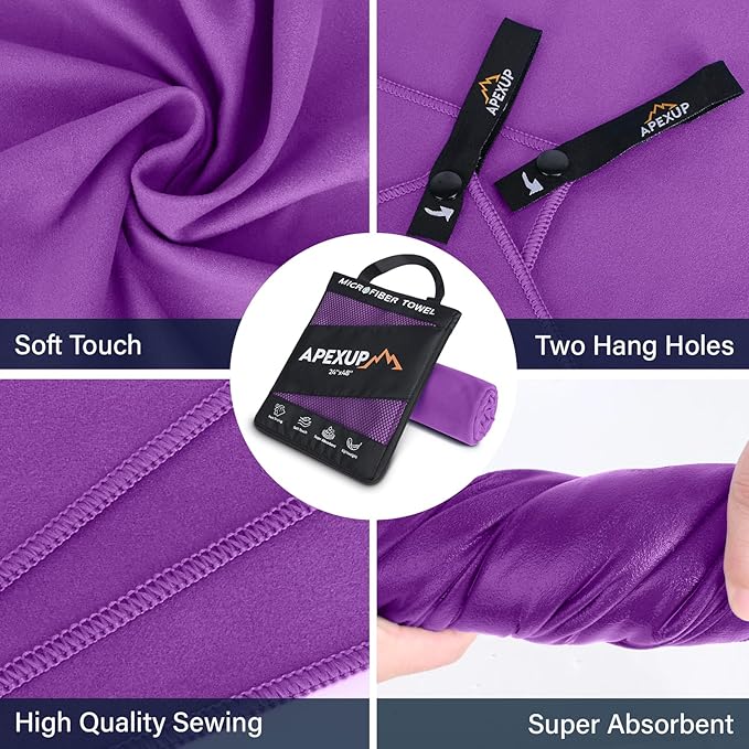 APEXUP Microfiber Travel Towel, Ultra Absorbent Quick Dry Towels, Lightweight - Image 2