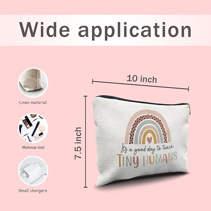 Nogrit Teacher Appreciation Gifts Makeup Cosmetic Bag,It's a Good Day to Teach Tiny Humans Teacher Makeup Travel Toiletry Bag,Back to School Gifts for Teachers,Thank You Gifts for Teachers