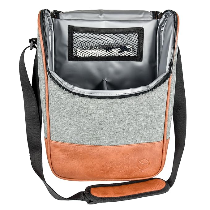 2 Bottle Wine Set Leather Insulated Bag As Gift - Image 4