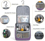 Della Gao Hanging Toiletry Bag for Women, Travel Toiletry Bags Makeup Bag Organizer, Water-resistant Cosmetic Bag for Essentials Accessories (Purple)