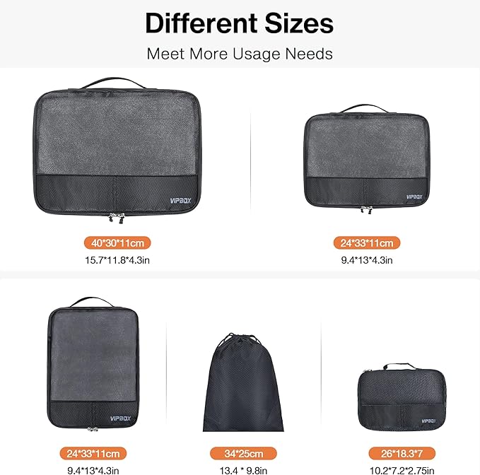 5 Set Packing Cubes Travel for Luggage Durable Suitcases Organizer Bags - Image 6