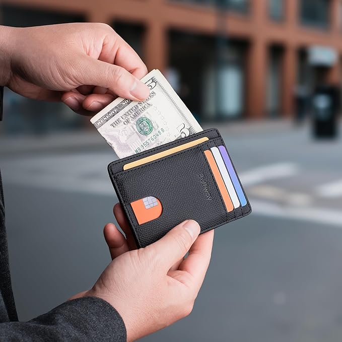 Buffway Slim Minimalist Front Pocket RFID Blocking Leather Wallets - Image 6
