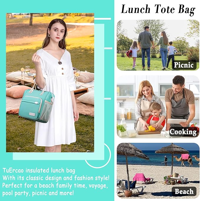 Preppy Lunch Box for Women Aesthetic Insulated Lunch Bag for Young Ladies Female - Image 6