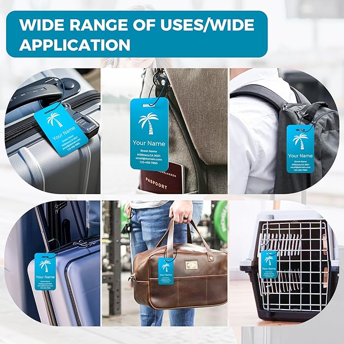 Personalized Luggage Tags, Custom Luggage Tags 4 Pack TSA Approved Double Sided - Image 7