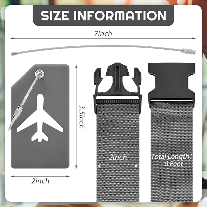Weewooday 8 Pcs Luggage Straps Suitcase Tags Set - Image 2