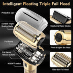 Professional Hair Clippers for Man,Electric Shavers Razor T-Blade Hair Trimmer, Men’s Grooming Kit Cordless Barber Trimmer Bald Shavers with 4 Guides & 3 Foil Head (Bronze)