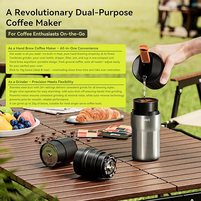 Portable Pour Over Coffee Maker, Rechargeable Electric Grinder - Image 2