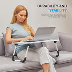 BUYIFY Folding Lap Desk, 23 Inch Portable Wood Grey Laptop Bed Desk Lap Desk - Image 4