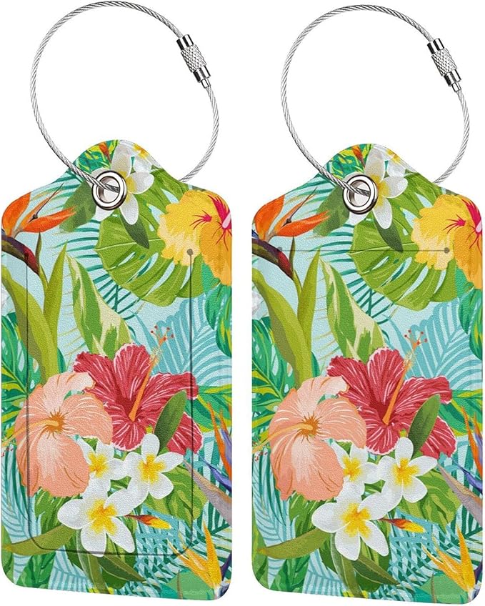Set of 2 Luggage Tag for Suitcases Tie dye PU Leather Luggage Tag by OMXNAQZ
