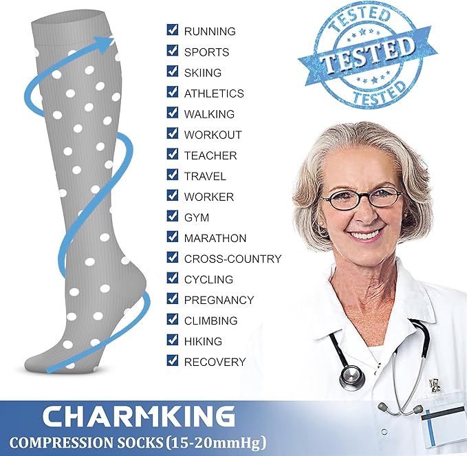 CHARMKING Compression Socks for Women & Men Circulation 15-20 mmHg is Best - Image 5