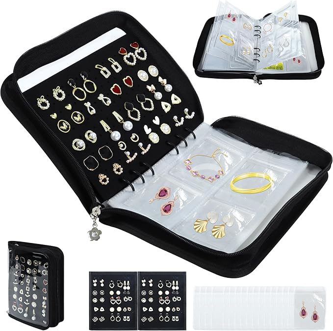 Meneng Earring Travel Case Organizer: Transparent Jewelry Storage Book by Meneng
