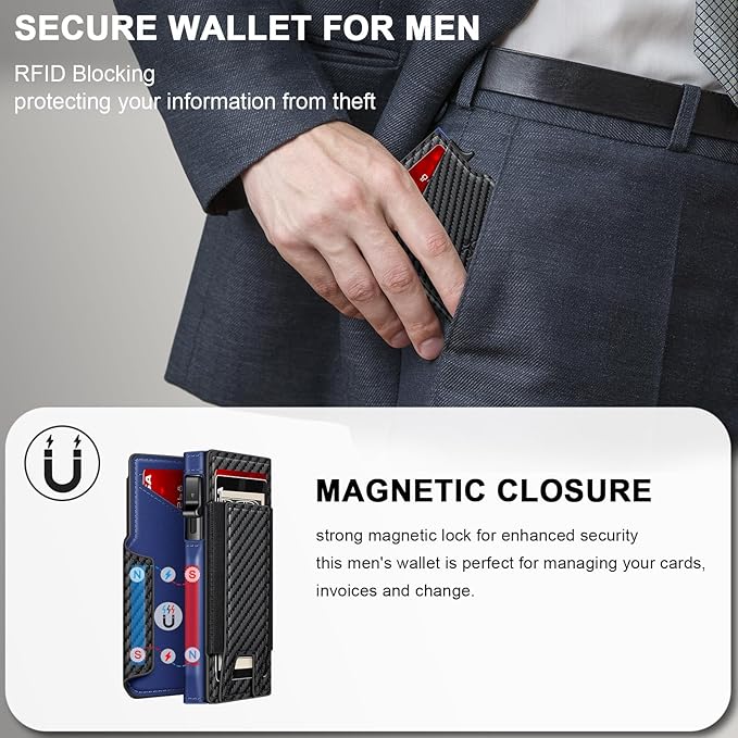 Wallet for Men Wallet with Slim Pop Up Card Holder 9-13 Cards, Bifold - Image 7