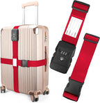 Luggage Straps, 2 Pack Adjustable Heavy Duty Cross Suitcase Straps by LUCKLISA