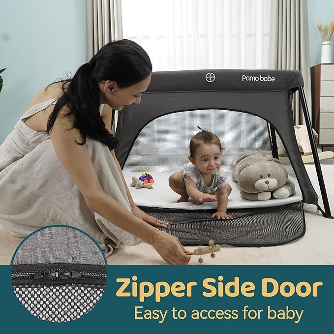 Pamo Babe Travel Crib Lightweight Baby Playard - Image 4