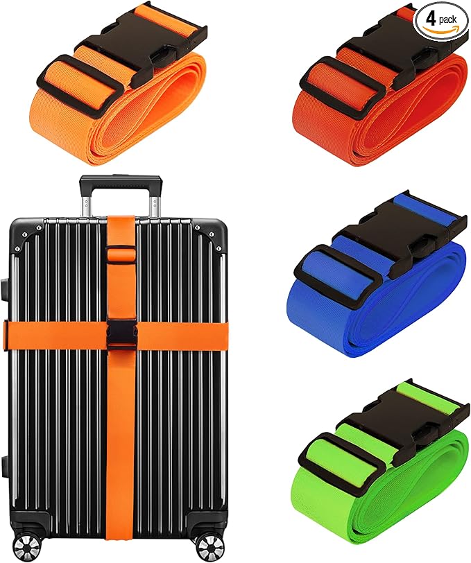 Luggage Straps for Suitcases TSA Approved Travel Belt 4 Pack by Chelmon by Chelmon