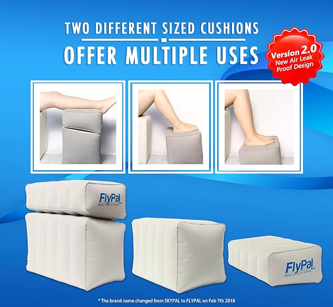 Inflatable Foot Rest Pillow for Travel, Patented 2 in 1 Design, Blow-Up - Image 2