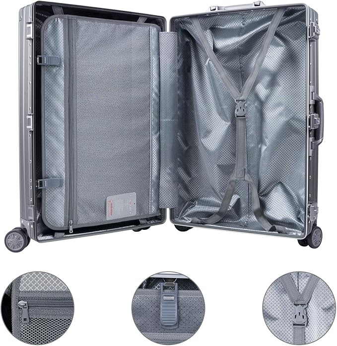 TRAVELKING All Aluminum Luggage Zipperless Hard Shell Luggage Case - Image 4