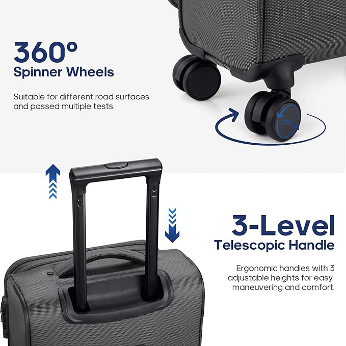 UKEIN Expandable Carry On Luggage 22x14x9 Airline Approved, 20Inch Softside - Image 6