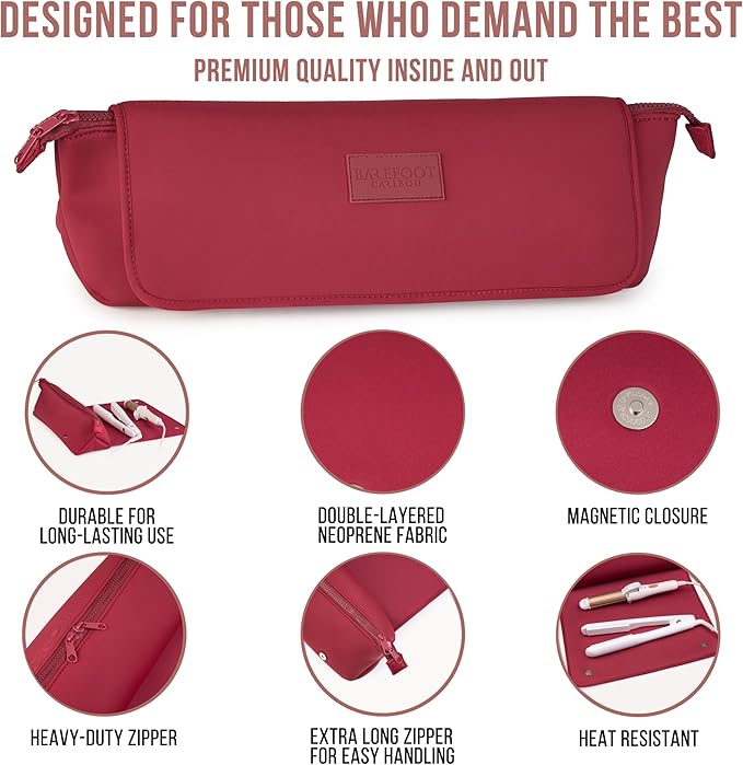 BAREFOOT CARIBOU Hair Tools Travel Bag and Heat Resistant Mat for Flat Irons, Straighteners, Curling Iron, and Haircare Accessories, 2-in-1 design, with Interior Pockets, Portable Organizer