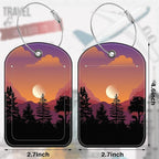 Abstract Mountain Forest Moon Leather Luggage Tag - Image 2