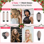 5 in 1 Dual Voltage Hot Air Styler - Professional Hair Dryer Brush for Fast Drying, Curling, Straightening & Volumizing | Low Heat Damage + Negative Ions + Travel-Friendly