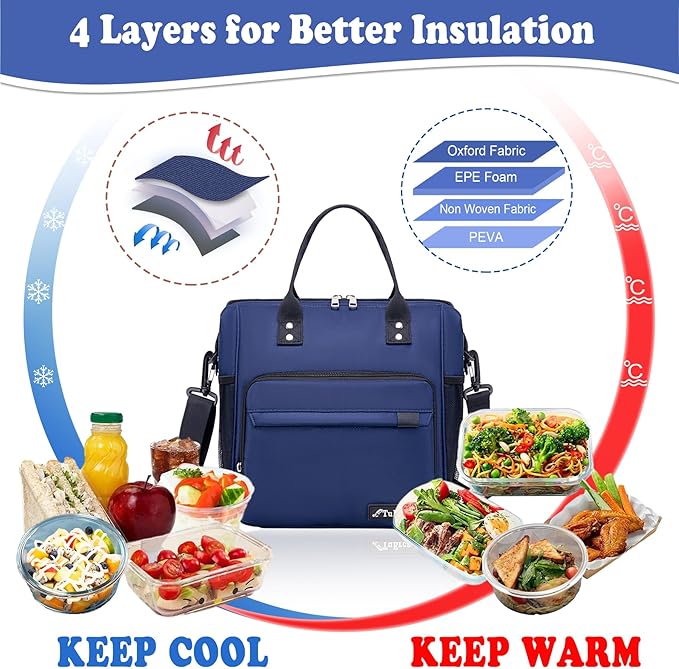 TuErCao Bule Lunch Box for Women Insulated Lunch Bag for Female Adult for Work - Image 4