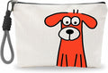 Funny Make Up Bag For Woman, Cosmetic Bag With Hand Strap - Orange Dog - Lined Toiletry Bag - Comic Theme Pouch, Organizer With Zipper, Women Essentials & Accessories - B03